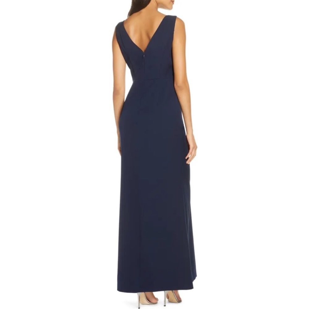 Eliza J Nordstrom Ruffle Front Gown Womens Size 6 Navy Blue Sleeveless - Picture 4 of 12